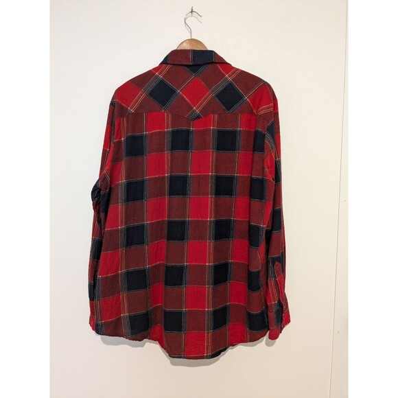 Vintage Youngbloods Western Pearl Snap Shirt Mens XL Red Blue Plaid 80s Cotton - Picture 6 of 6
